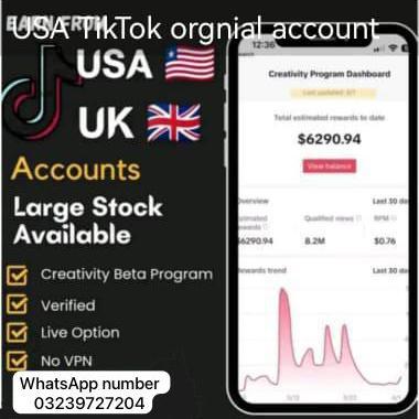 USA 🇺🇸 account to TikTok monetize